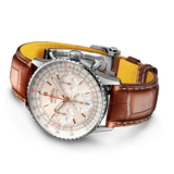 Shop Breitling Navitimer B01 Chronograph 41 White Dial Brown Leather Strap Watch for Men - AB0139211G1P1 in USA