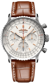 Shop Breitling Navitimer B01 Chronograph 41 White Dial Brown Leather Strap Watch for Men - AB0139211G1P1 in USA