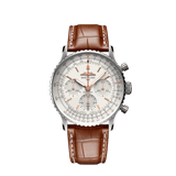 Shop Breitling Navitimer B01 Chronograph 41 White Dial Brown Leather Strap Watch for Men - AB0139211G1P1 in USA