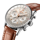 Shop Breitling Navitimer B01 Chronograph 41 White Dial Brown Leather Strap Watch for Men - AB0139211G1P1 in USA