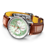 Shop Breitling Navitimer B01 Chronograph 41 Green Dial Brown Leather Strap Watch for Men - AB0139211L1P1 in USA