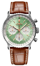 Shop Breitling Navitimer B01 Chronograph 41 Green Dial Brown Leather Strap Watch for Men - AB0139211L1P1 in USA