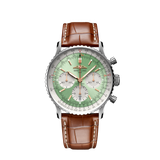 Shop Breitling Navitimer B01 Chronograph 41 Green Dial Brown Leather Strap Watch for Men - AB0139211L1P1 in USA