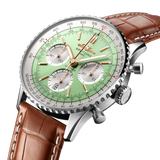 Shop Breitling Navitimer B01 Chronograph 41 Green Dial Brown Leather Strap Watch for Men - AB0139211L1P1 in USA