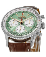 Shop Breitling Navitimer B01 Chronograph 41 Green Dial Brown Leather Strap Watch for Men - AB0139211L1P1 in USA