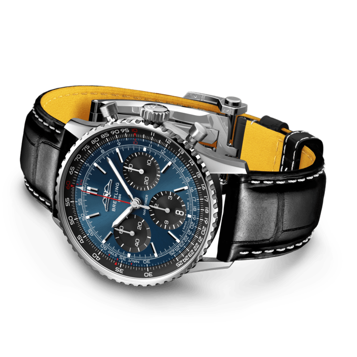 Shop Breitling Navitimer B01 Chronograph 41 Blue Dial Black Leather Strap Watch for Men - AB0139241C1P1 in USA