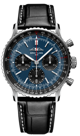 Shop Breitling Navitimer B01 Chronograph 41 Blue Dial Black Leather Strap Watch for Men - AB0139241C1P1 in USA