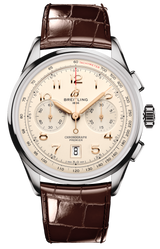 Breitling Premier B01 Chronograph 42 White Dial Brown Leather Strap Watch for Men - AB0145211G1P1