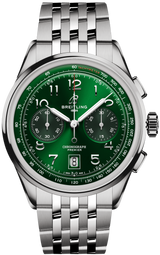 Breitling Premier B01 Chronograph 42 Green Dial Silver Steel Strap Watch for Men - AB0145371L1A1