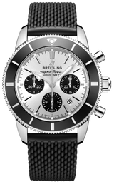 Breitling Superocean Heritage B01 Chronograph 44 Silver Dial Black Mesh Bracelet Watch for Men - AB0162121G1S1