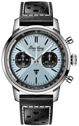 Breitling Top Time B01 Triumph Blue Dial Black Leather Strap Watch for Men - AB01764A1C1X1