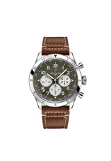 Breitling Super Avi B04 Chronograph GMT 46 Curtiss Warhawk Green Dial Brown Leather Strap Watch for Men - AB04452A1L1X1