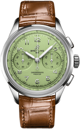Breitling Premier B09 Chronograph 40 Green Dial Brown Leather Strap Watch for Men - AB0930D31L1P1