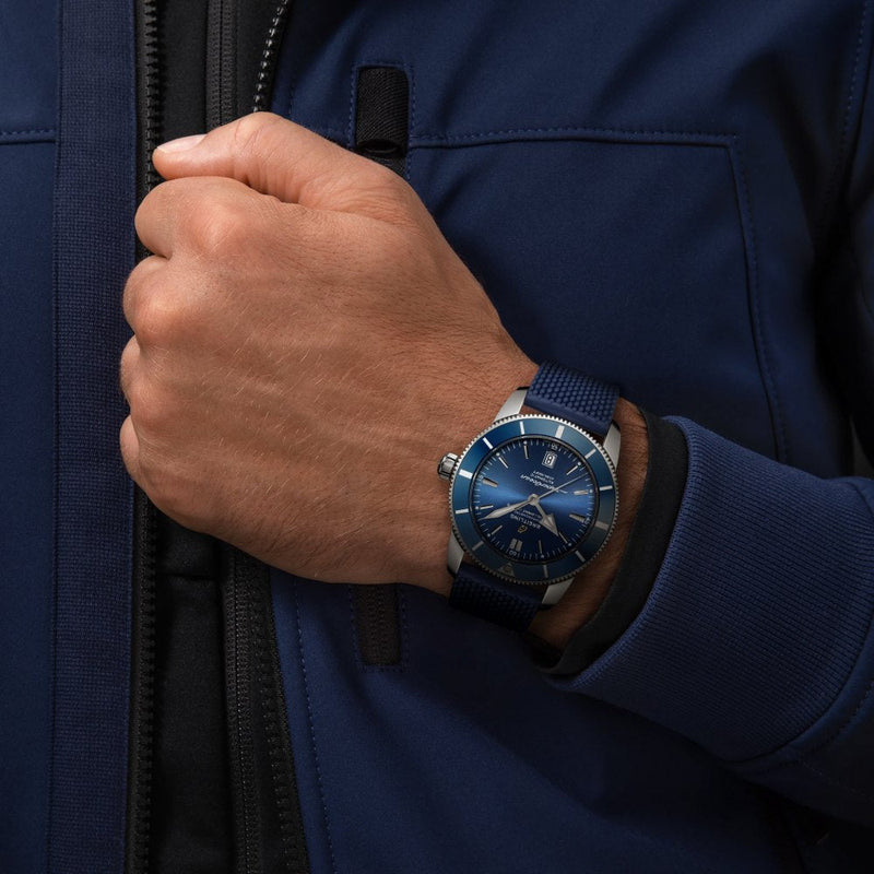Breitling Superocean Heritage B20 Automatic 46 Blue Dial Blue Mesh Bracelet Watch for Men - AB2020161C1S1