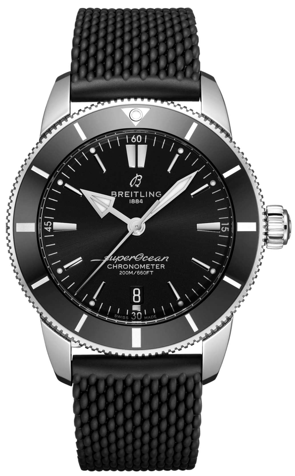 Breitling Superocean Heritage B20 Automatic 44 Black Dial Black Mesh Bracelet Watch for Men - AB2030121B1S1