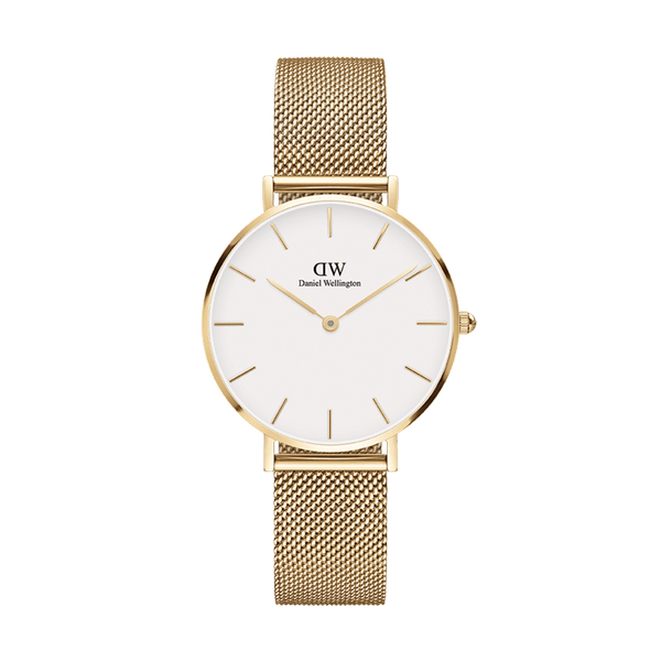Daniel Wellington Classic Petite Evergold White Dial Gold Mesh Bracelet Watch For Women - DW00100346