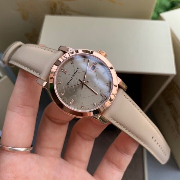 Burberry The City Diamonds Beige Dial Beige Leather Strap Watch for Women - BU9131 Buy Now By Burberry