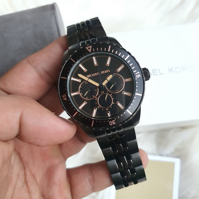 Michael Kors Cunningham Chronograph Black Dial Black Steel Strap Watch For Men - MK7157 Buy Now By Michael Kors