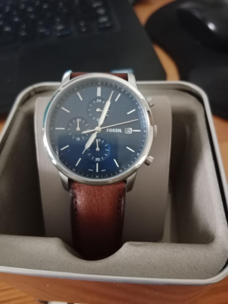 Fossil Neutra Chronograph Blue Dial Brown Leather Strap Watch for Men - FS5791 Buy Now By Fossil