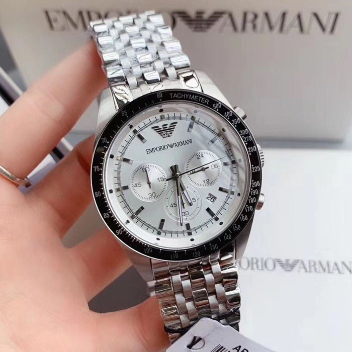 Emporio Armani Sportivo Chronograph Silver Dial Silver Steel Strap Watch For Men - AR6073 Buy Now By Emporio Armani