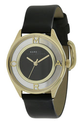 Marc Jacobs Tether Black Dial Black Leather Strap Watch for Women - MBM1376 Buy Now By Marc Jacobs