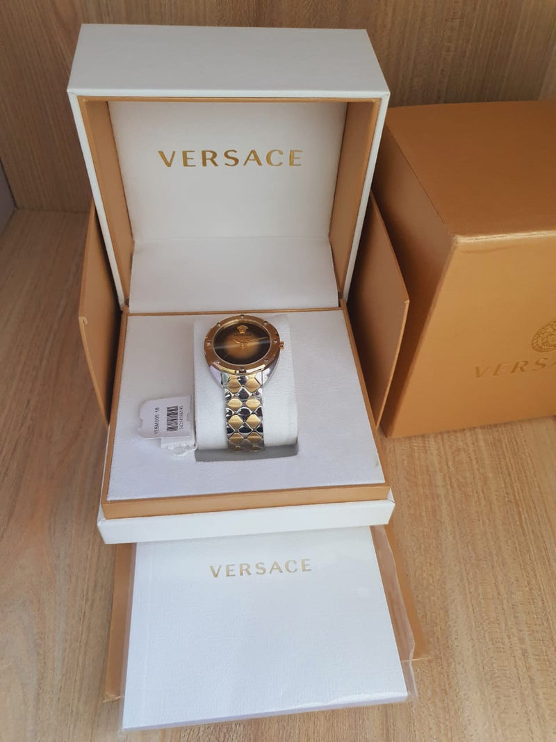 Versace Shadov Quartz Gold Dial Two Tone Steel Strap Watch for Women - VEBM00518 Buy Now By Versace