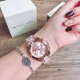 Michael Kors Bradshaw Rose Gold Dial Two Tone Steel Strap Watch for Women - MK6066 Buy Now By Michael Kors