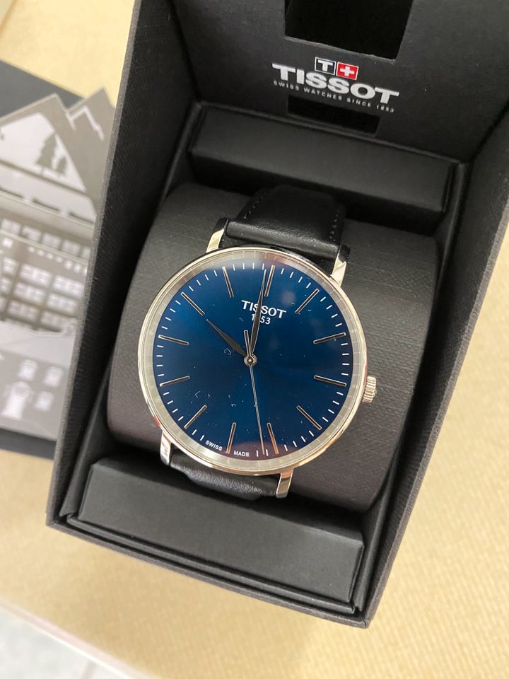 Tissot Everytime Gent Blue Dial Black Leather Strap Watch for Men - T143.410.16.041.00 Buy Now By Tissot