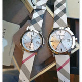 Shop Burberry The City Nova Silver Dial Brown Leather Strap Watch for Women - BU9212 in USA