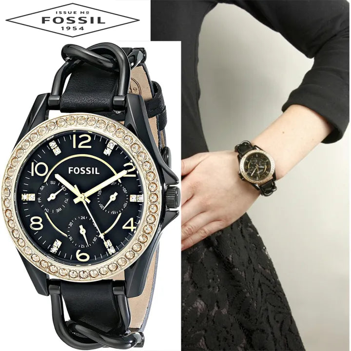Fossil Riley Black Dial Black Leather Strap Watch for Women - ES3696 Buy Now By Fossil