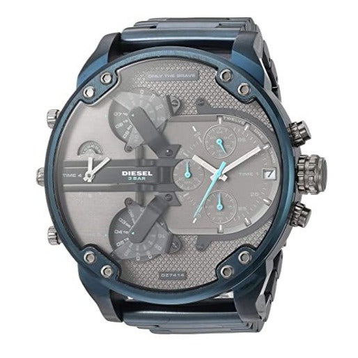 Shop Diesel Daddy 2.0 Chronograph Quartz Grey Dial Blue Steel Strap Watch For Men - DZ7414 in USA