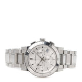 Shop Burberry City Chronograph White Dial Silver Steel Strap Watch For Women - BU9700 in USA