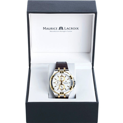 Maurice Lacroix Aikon Chronograph White Dial Brown Leather Strap Watch For Men - AI1018-PVY11-132-1 Buy Now By Maurice Lacroix