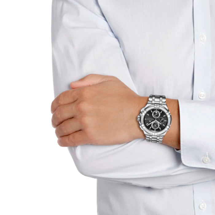 Maurice Lacroix Aikon Chronograph Black Dial Silver Steel Strap Watch for Men - AI1018-SS002-330-1 Buy Now By Maurice Lacroix