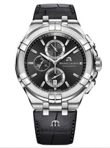 Maurice Lacroix Aikon Chronograph Black Dial Black Leather Strap Watch for Men - AI1018-SS001-330-1 Buy Now By Maurice Lacroix