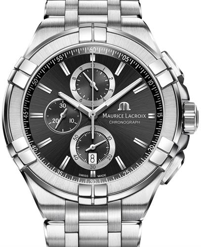 Maurice Lacroix Aikon Chronograph Black Dial Silver Steel Strap Watch for Men - AI1018-SS002-330-1 Buy Now By Maurice Lacroix