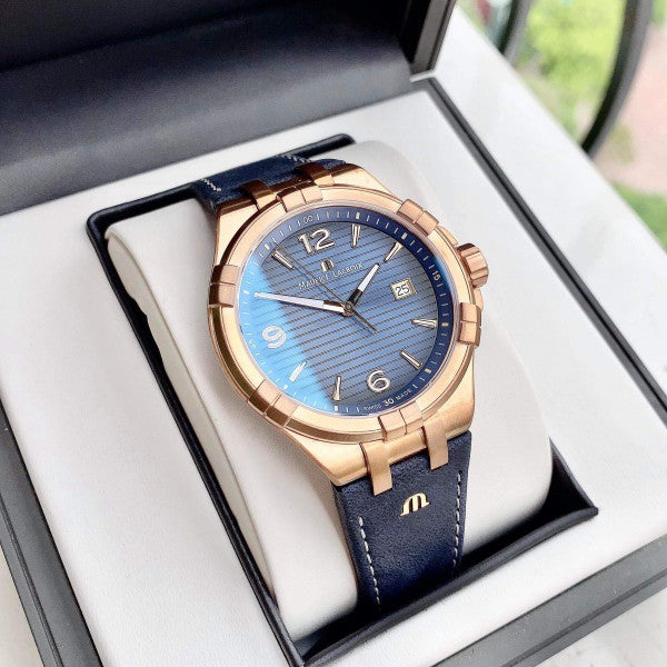 Maurice Lacroix Aikon Date Limited Edition Blue Dial Blue Leather Strap Watch For Men - AI1028-BRZ01-420-1 Buy Now By Maurice Lacroix
