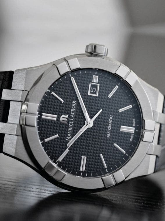 Maurice Lacroix Aikon Automatic Chronograph Black Dial Black Leather Strap Watch for Men - AI1808-SS000-330-2 Buy Now By Maurice Lacroix