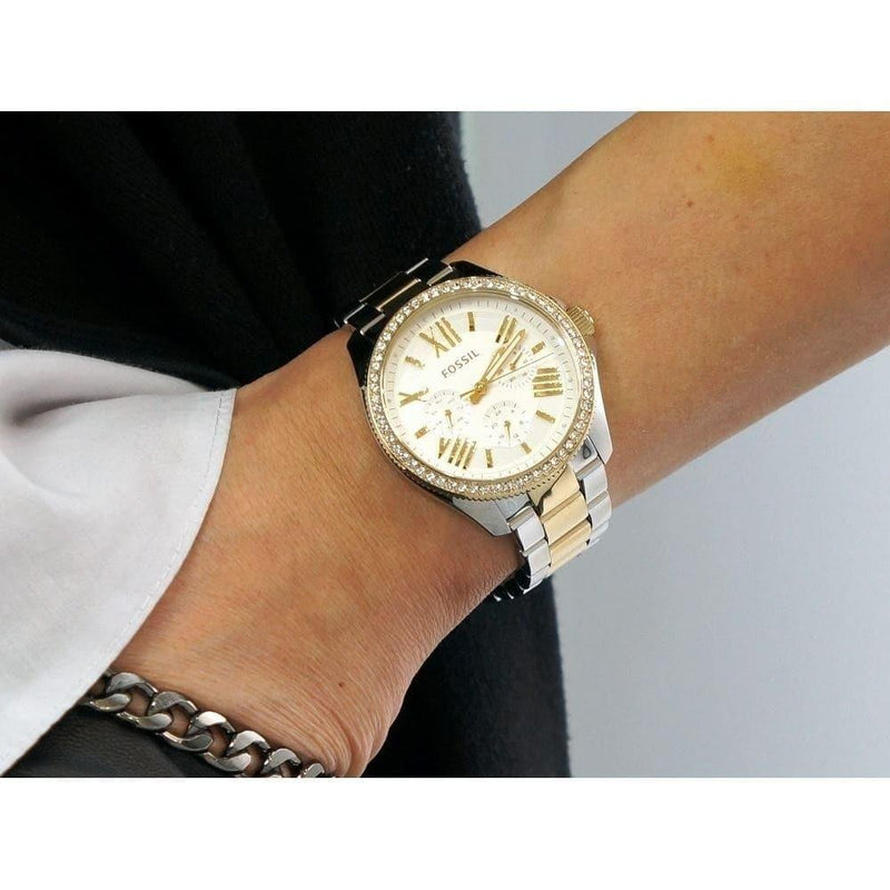 Fossil Cecile White Dial Two Tone Steel Strap Watch for Women - AM4543 Buy Now By Fossil