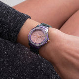 Shop Guess Crown Jewel Diamonds Purple Dial Purple Steel Strap Watch for Women - GW0410L4 in USA