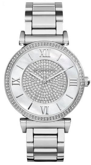 Michael Kors Catlin Silver Dial Silver Steel Strap Watch for Women - MK3355