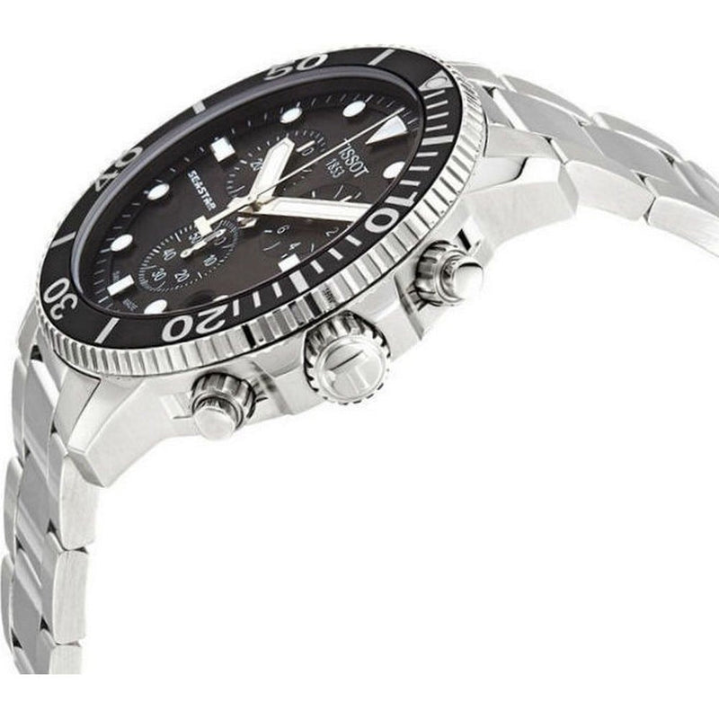 Tissot Seastar 1000 Chronograph Black Dial Silver Steel Strap Watch For Men - T120.417.11.051.00 Buy Now By Tissot
