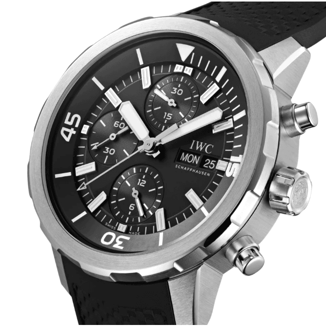 Shop IWC Aquatimer Chronograph Black Dial Black Leather Strap Watch for Men - IW376803 in USA