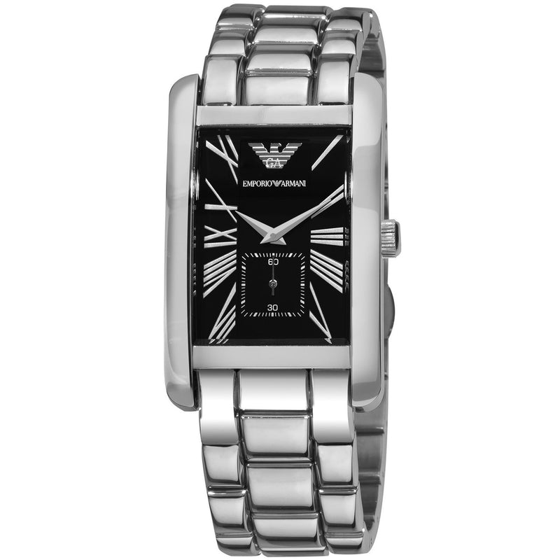 Emporio Armani Classic Black Dial Silver Stainless Steel Strap Watch For Men - AR0156 Buy Now By Emporio Armani