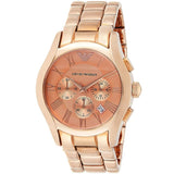 Emporio Armani Valente Chronograph Rose Gold Dial Rose Gold Steel Strap Watch For Men - AR0365