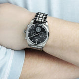 Emporio Armani Franco Black Dial Silver Steel Strap Watch For Men - AR0373 Buy Now By Emporio Armani