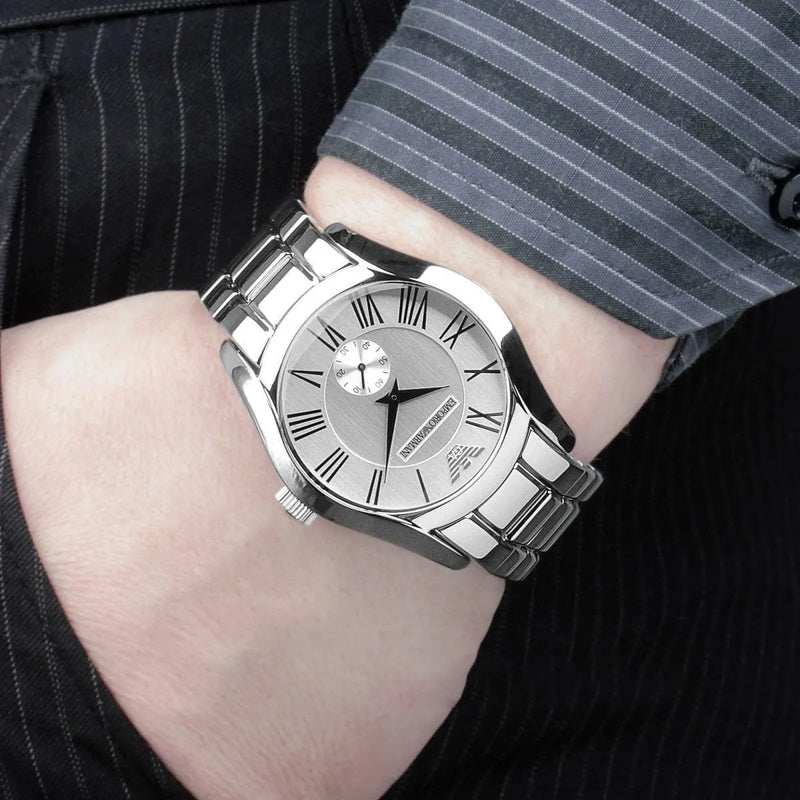 Emporio Armani Classic Quartz Silver Dial Silver Steel Strap Watch For Men - AR0647 Buy Now By Emporio Armani