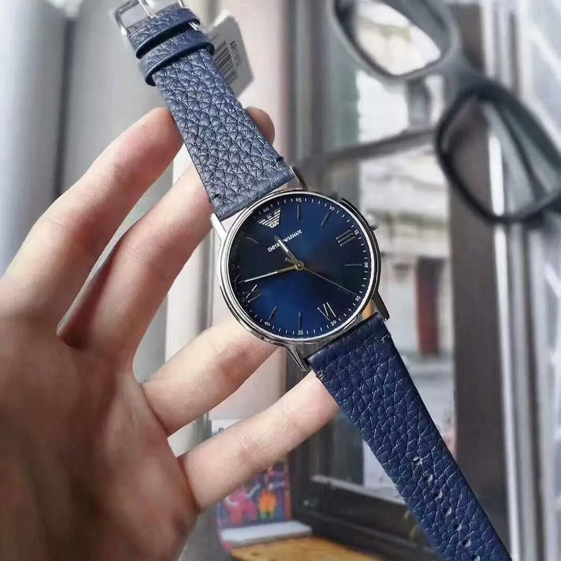 Emporio Armani Kappa Quartz Blue Dial Blue Leather Strap Watch For Women - AR11012 Buy Now By Emporio Armani