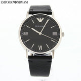 Shop Emporio Armani Kappa Analog Quartz Black Dial Black Leather Strap Watch For Men - AR11013 in USA