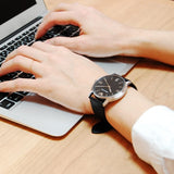 Emporio Armani Kappa Analog Quartz Black Dial Black Leather Strap Watch For Men - AR11013